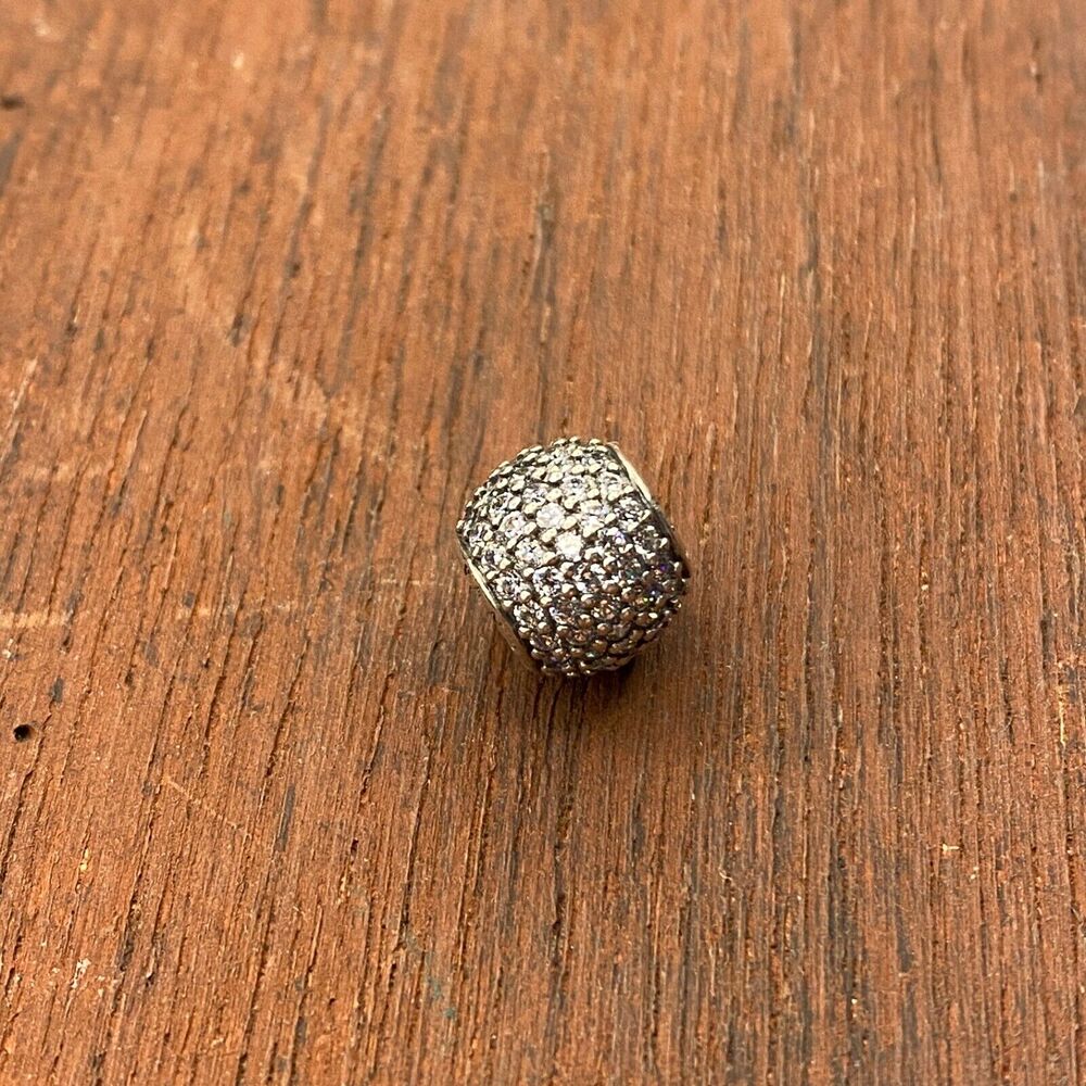 Authentic Pandora 925 Sterling Pave Lights Clear Zirconia Bead Bracelet Charm